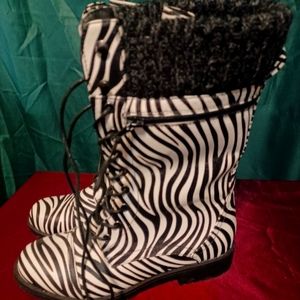 Womens New Zebra Combat Boots